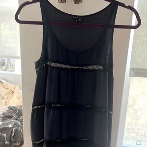 Theory silk & lace tunic.Scoop neck/slightly flair’s out. Great w/jeans.